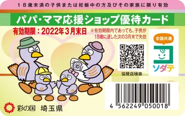 パパ・ママ応援ショップ優待カードの切替えについて