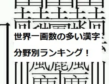 世界一/日本一画数の多い漢字ランキング4種!1024画もある?【全画像あり】