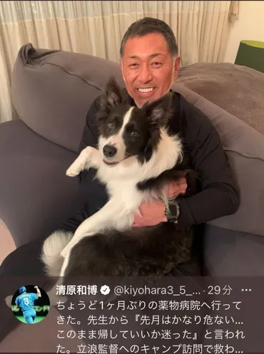 写真】愛犬を抱く清原さん:中日スポーツ・東京中日スポーツ