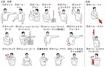 バレーボールの審判のおもなシグナル