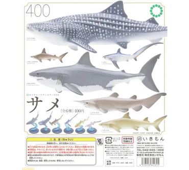 ネイチャーテクニカラー 400 サメ゛が3月10日よりカプセルトイで発売。ホホジロザメやジンベエザメなどをリアルに再現