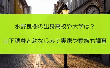 水野良樹の出身高校や大学は?山下穂尊と幼なじみで実家や家族も調査