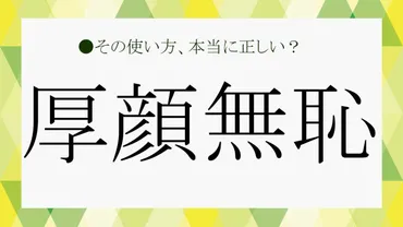 厚顔無恥」とは？今さら人に聞けない言葉の意味を簡潔に解説します！【大人の語彙力強化塾188】 