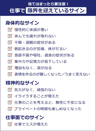 あてはまったら危険】仕事が限界なサインと、対処法を紹介