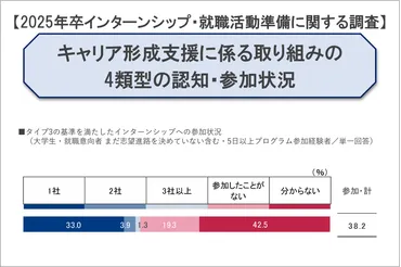 2025年卒 インターンシップ・就職活動準備に関する調査】キャリア形成支援に係る取り組みの4類型の認知・参加状況 