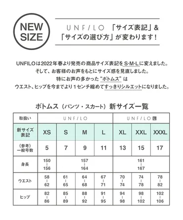 サイズ表記・サイズの選び方】が変わります!