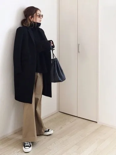 気になるワイドパンツと相性のいいコートとは?着こなしコーデ紹介♡