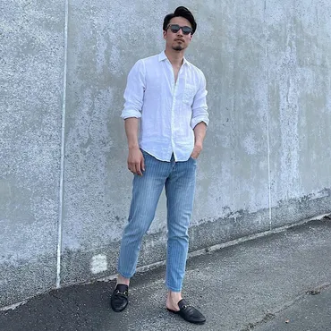 メンズの定番アイテム［白シャツ］を着こなす為のつのコーデ術＆今すぐマネできるおしゃれなコーデ集