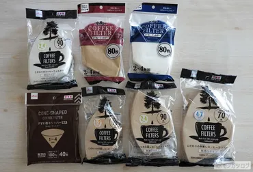 均ダイソーのコーヒーフィルター商品一覧。杯数とセット枚数【円】