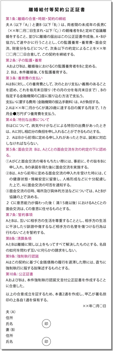 養育費の約束は公正証書で残すべき？書き方・例や強制執行の文面も – そこが知りたい！離婚問題解決コラム（弁護士監修）