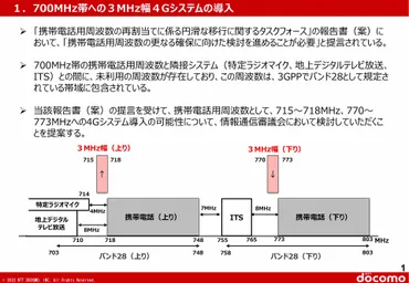 総務省会合で「700MHz帯の未使用分」活用検討へ、ドコモが提言 