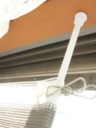 節電と目隠し☆ダイソーのウインドオーニング＆突っ張り棒で猛暑対策