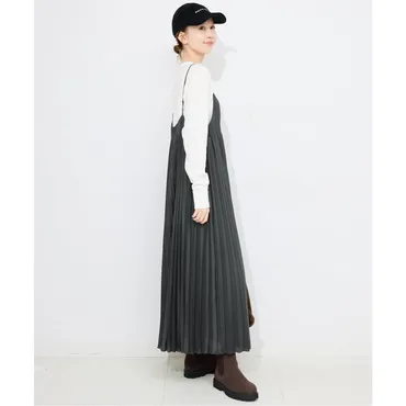 スローブ イエナ SLOBE IENA 《予約》パウダリーサテンプリーツキャミワンピース （カーキ） 