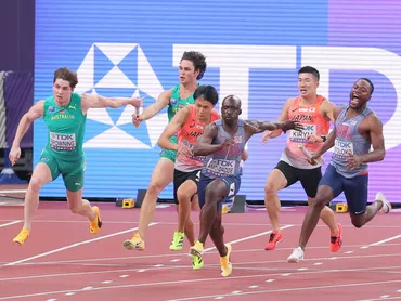 世界陸上】３走・桐生祥秀「メダル取ってしっかりゴールしたい…鵜沢くんが」男子４００メートルリレー予選突破で全員陽気に取材対応（スポーツ報知） 