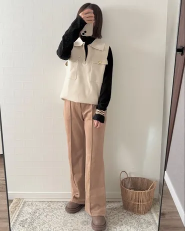 しまむらハーフジップベスト着こなし講座！高見えコーデの秘密とは？しまむらハーフジップベスト、着回し力抜群！yumiさんコラボも