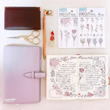 DAISOのドライフラワーシールでおしゃれ手帳デコ