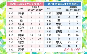 5月生まれべビー、3年連続「めい」ちゃん1位!その理由とは?<5月生まれ名前ラン...