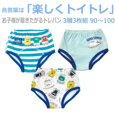 トレーニングパンツ 3層 男の子 でんたま トイレトレーニングパンツ 子供用（３枚セット）トイトレ 90 95 100 : Ｒ style 
