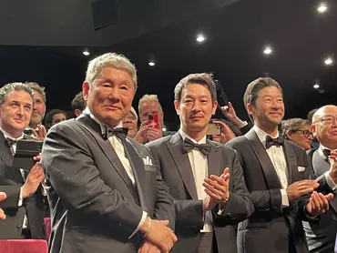 第76回カンヌ国際映画祭】北野武6年ぶり新作「首」に熱狂的スタンディングオべーション 北野監督「次回作はお笑いをやらないと」とジョーク : 映画ニュース