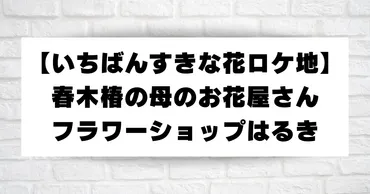 いちばんすきな花ロケ地】春木椿(松下洸平)の実家のお花屋さんフラワーショップはるきはどこ?