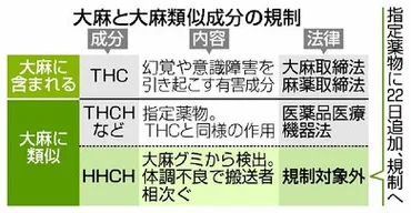 大麻グミ」で健康被害、大麻類似成分を指定薬物に 12月から所持や流通禁止、類似構造の包括指定も・厚生労働省