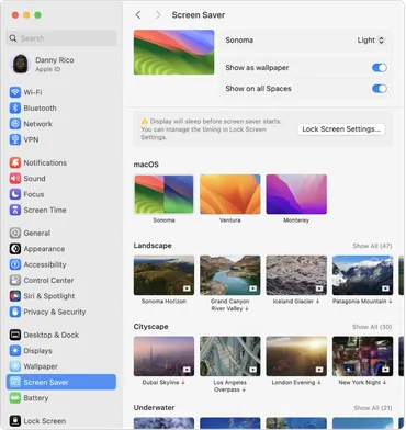 Macでスクリーンセーバを使用する