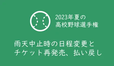 2023年夏の甲子園高校野球】雨天中止時のチケット払い戻しと日程の変更、入場券の再発売まとめ