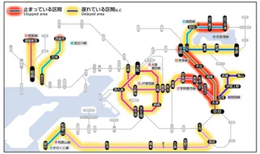 JR西 京阪神地区、大雨により運転見合わせ・遅延路線多数 5月8日 