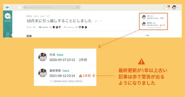 ReleaseNotes/2022/08/15/1年以上更新がない記事に警告が出せるようになりました